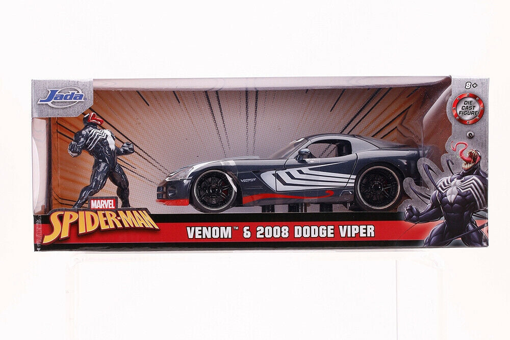 Jada Toys - Hollywood Rides | Marvel Spider-Man 2008 Dodge Viper with Venom figure 1:24