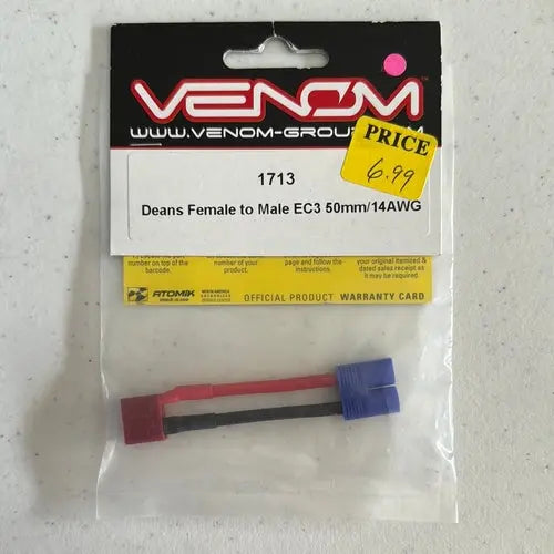 Venom Deans Female to Male EC3 50mm/14AWG - DiecastModeler.com