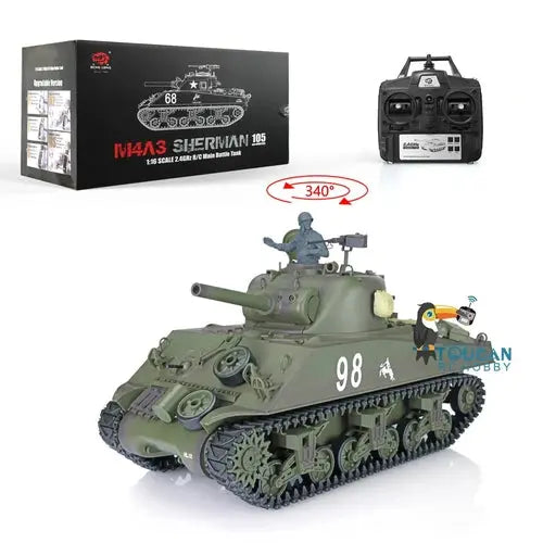 HENG LONG 1/16 TK7.0 M4A3 Sherman Tank RC Military Car Toys IR BB Airsoft Smoke Sound 3898 BB Shooting Speaker for Toys TH17665