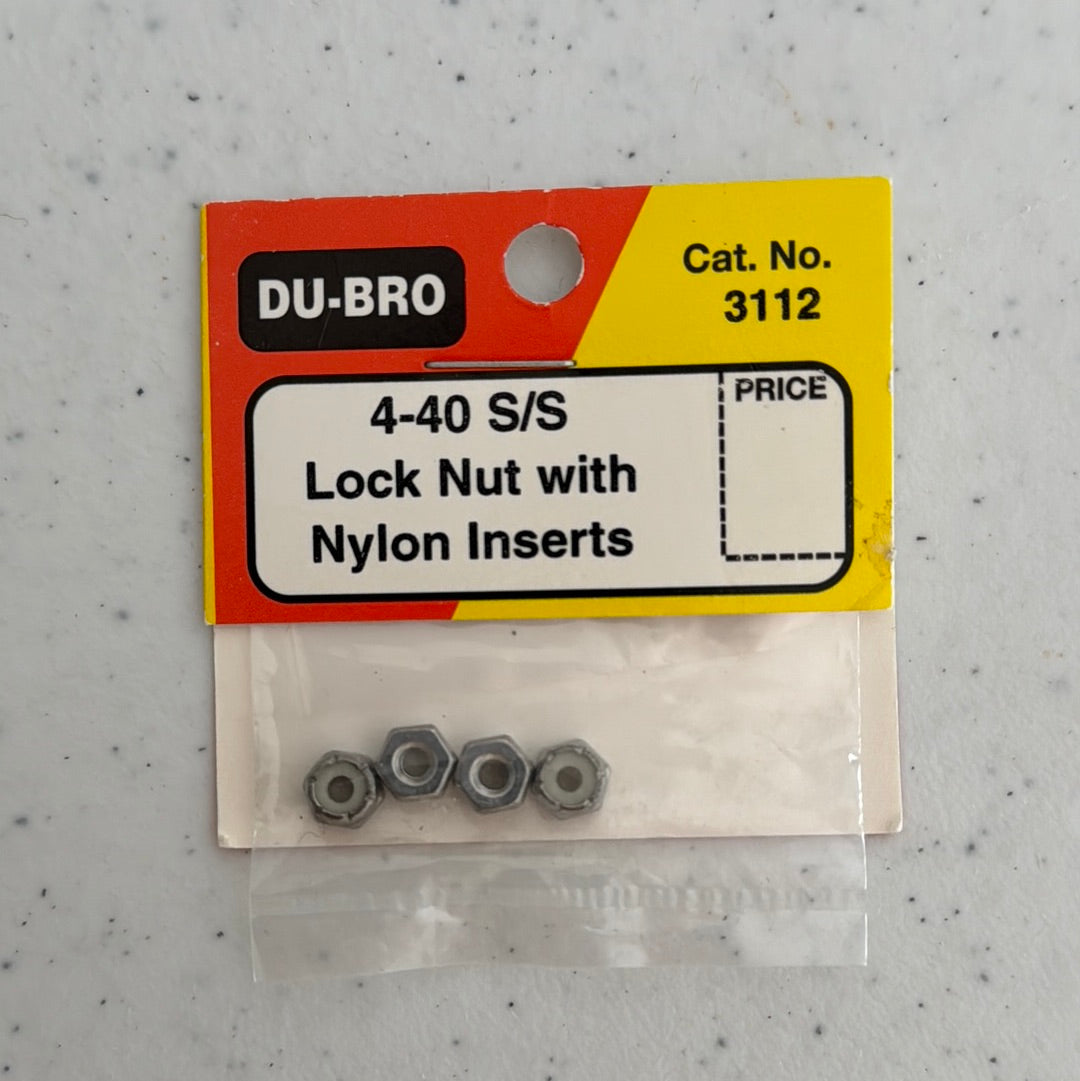 Dubro Stainless Steel Nylon Insert Lock Nut 4-40 S/S (4)