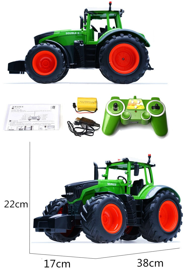  Rechargeable Remote Control Farm Tractor + Trailer 1:16 RC Large Vehicle Toy