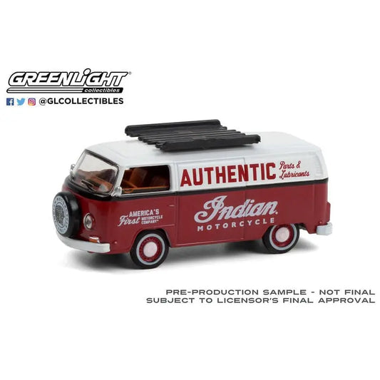 1972 Volkswagen Type 2 Panel Van - Indian Motorcycle Authentic Parts and Lubricants - 1:64 scale - DiecastModeler.com