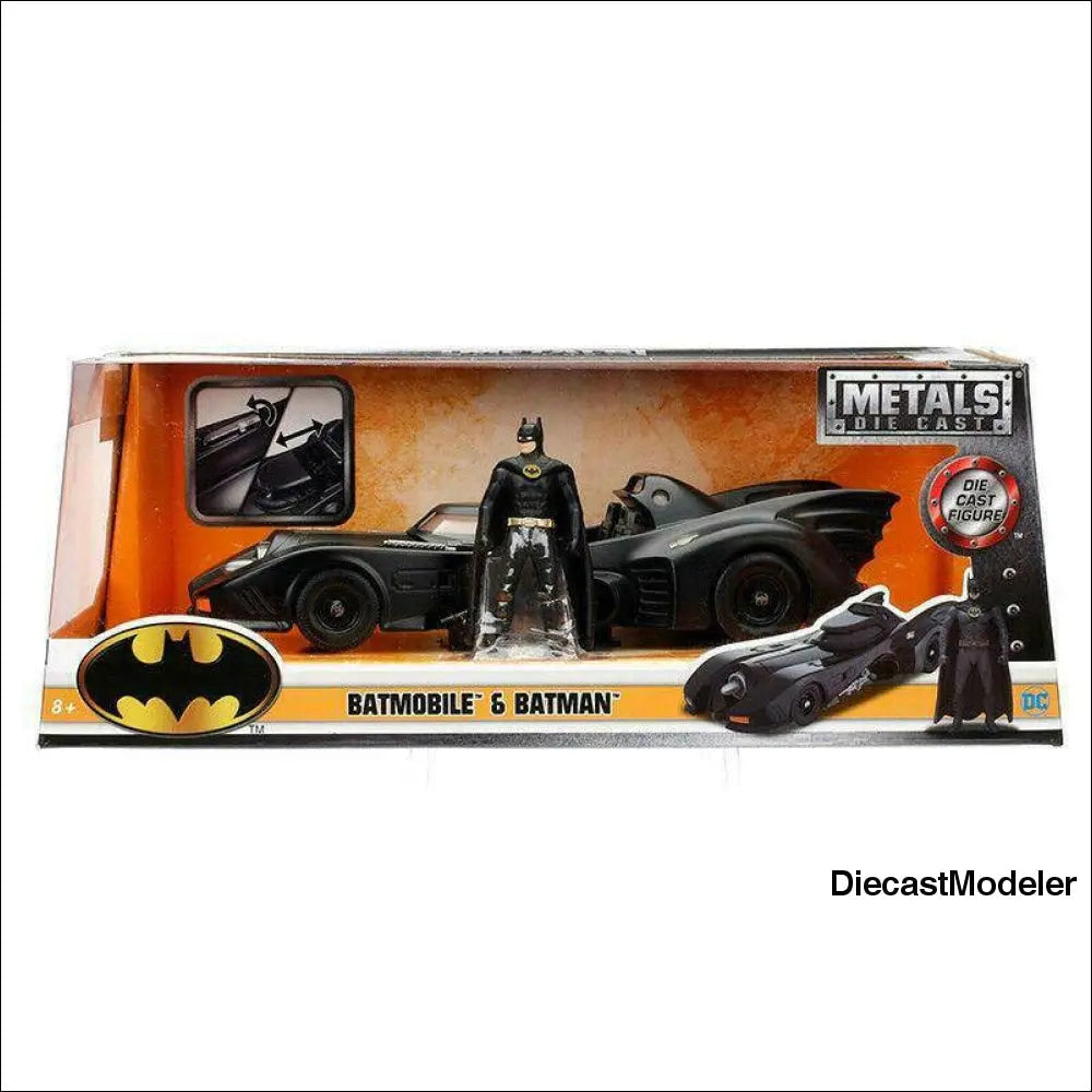  1989 Batmobile with Batman figure (1:24, diecast model car, Black)