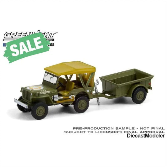 1:64 Hitch & Tow Series 22 - 1943 Willys MB Jeep with M5 Liquid Vesicant Detector Invasion Star - DiecastModeler.com