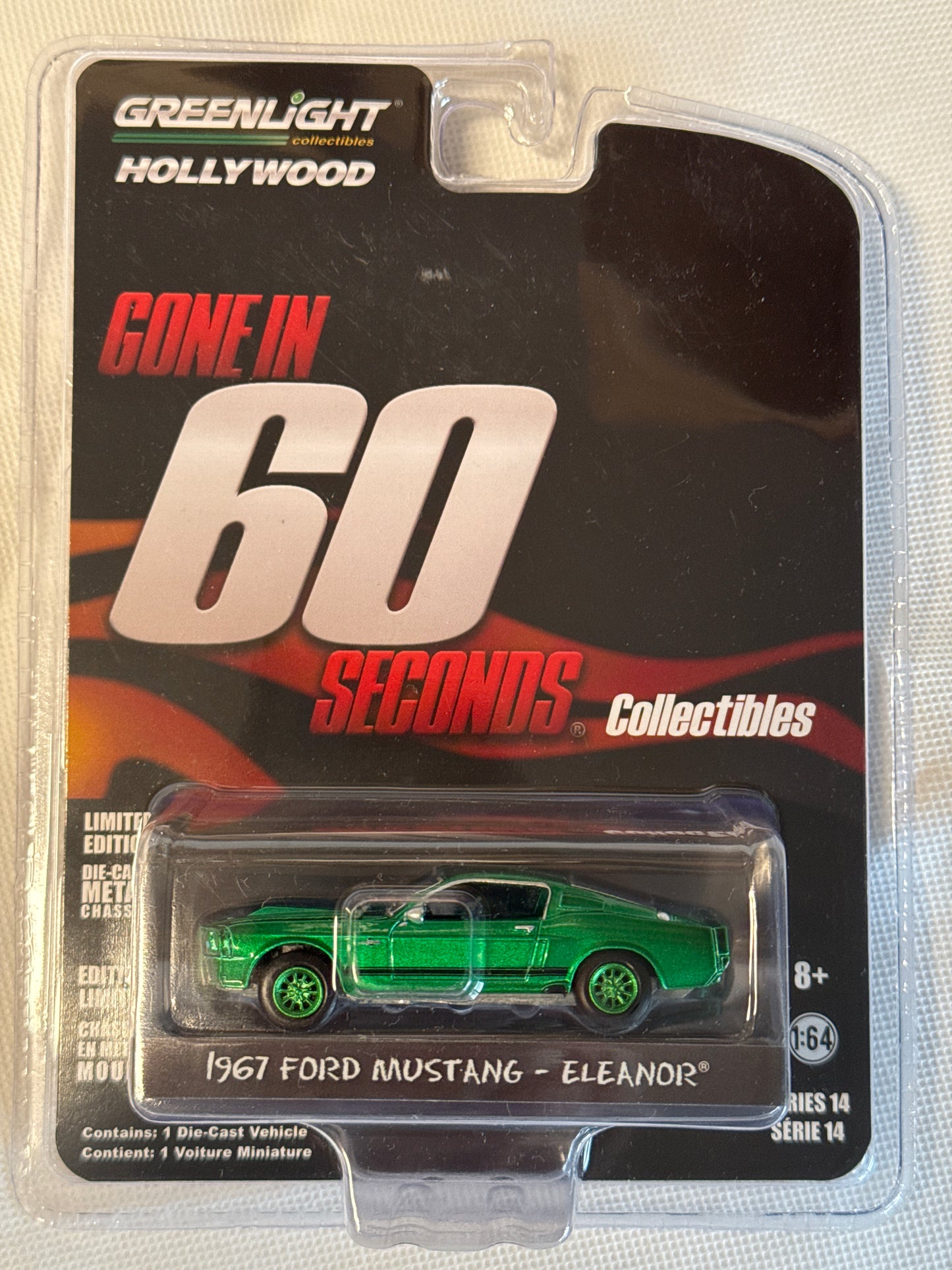 Eleanor - 1967 Ford Mustang Hard Top - 1:64 scale diecast car (GREEN)