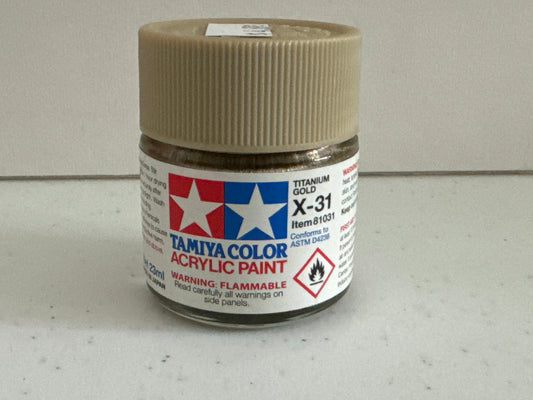 Tamiya Acrylic X-31 Titanium Gold 3/4 oz Paint Jar 81031 - DiecastModeler.com