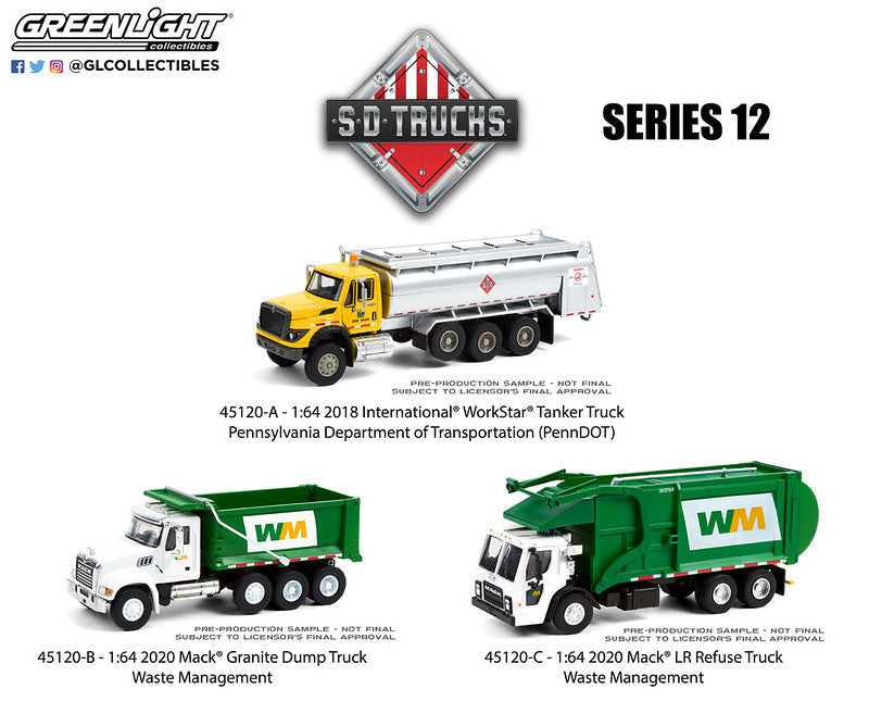 GL SD Truck Series 12 1/64 Scale Diecast Trucks (CASE/6PCS)