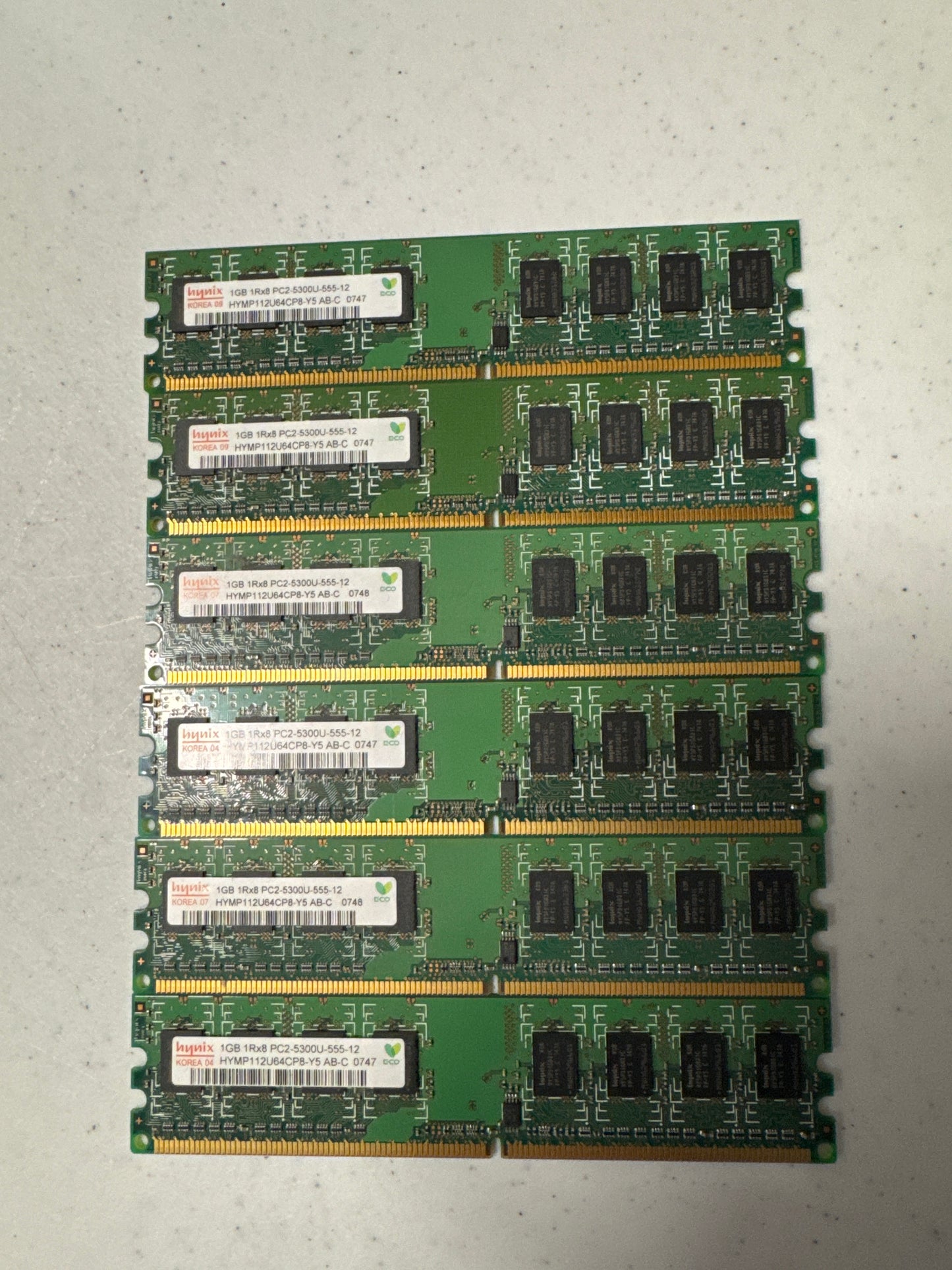 1GB memory 6 each