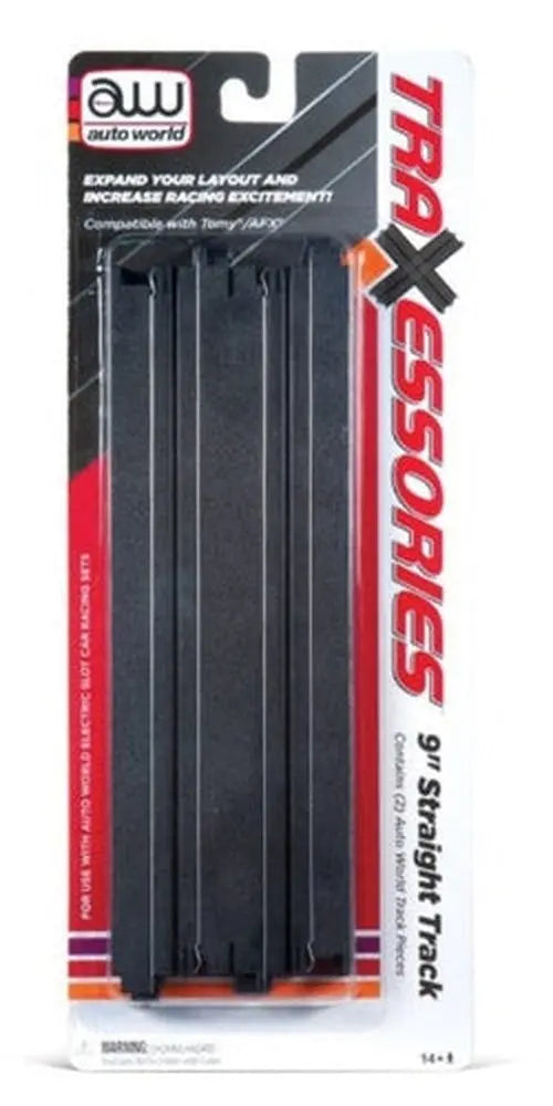 Auto World 9" Traxessories Straight Track - 2 Pack - DiecastModeler.com