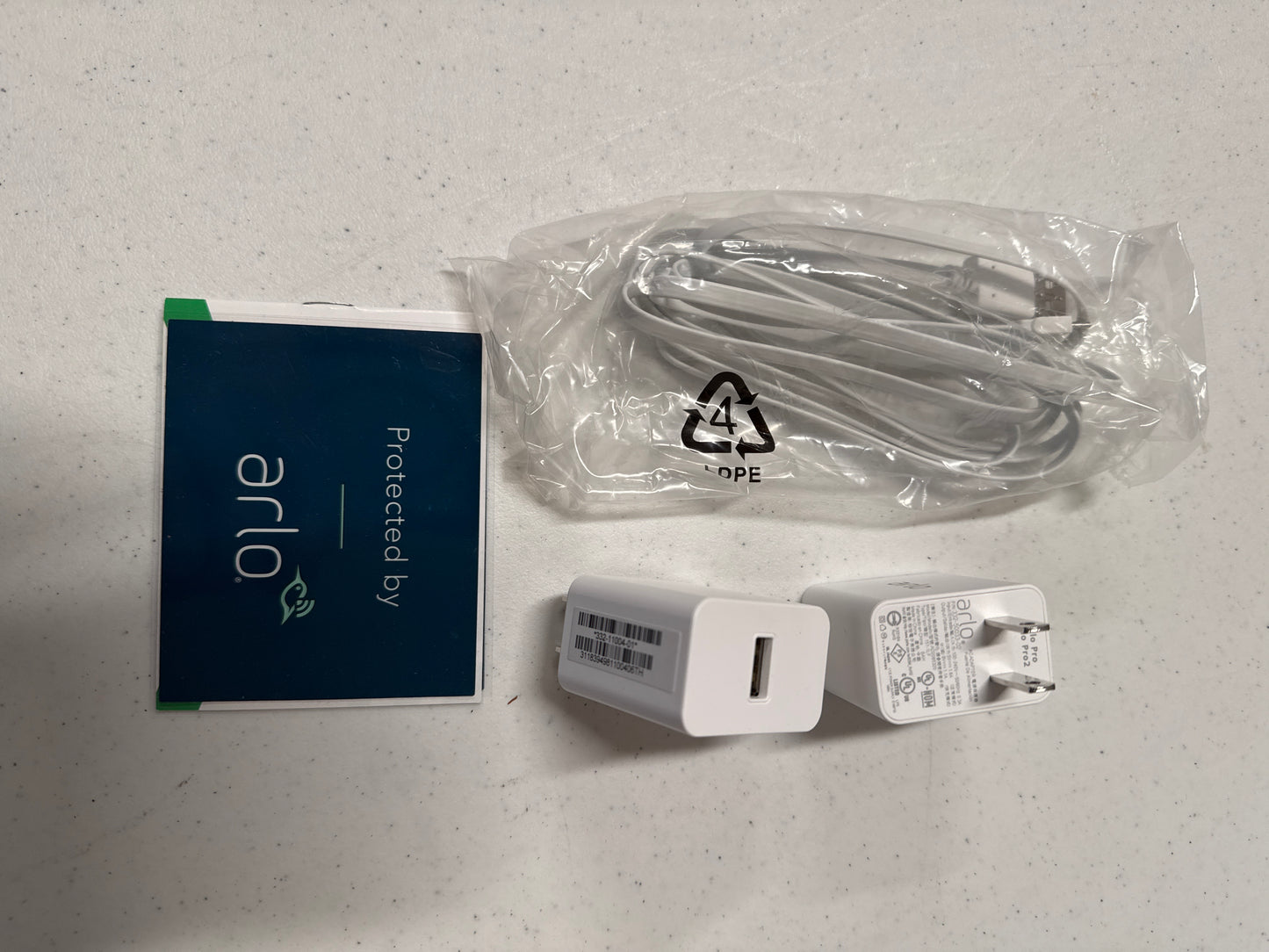 Netgear Arlo charging cable and plug