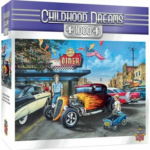 CHILDHOOD DREAMS HOT RODS AND MILKSHAKES -1000 PIECE JIGSAW PUZZLE BY DAN HATALA - DiecastModeler.com