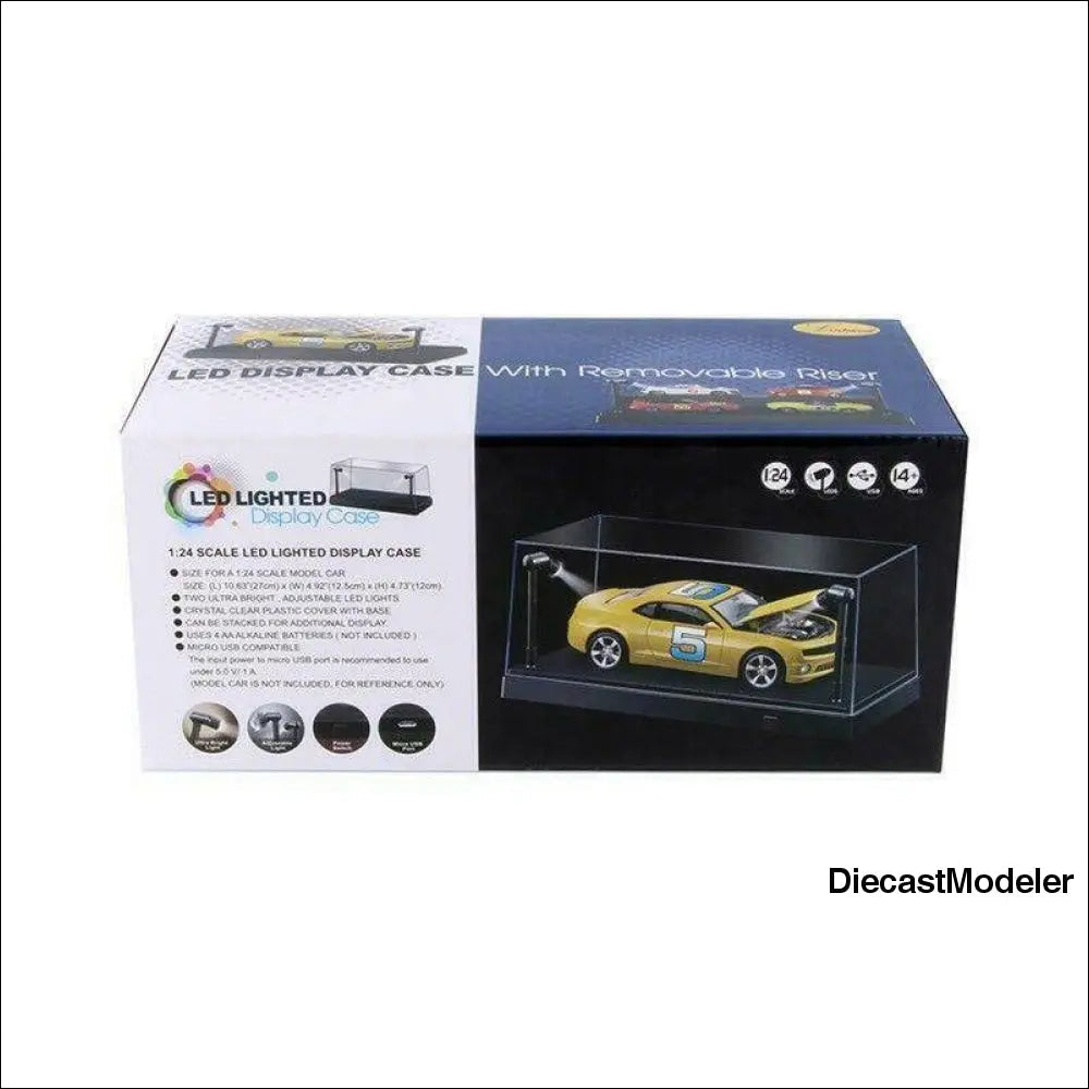Diecast Model Car Acrylic LED Lighted Display Case 1/24, 1/43 Scale-DiecastModeler