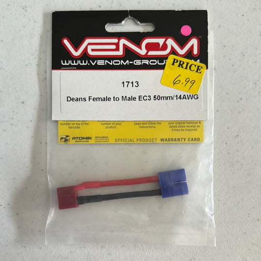 Venom Deans Female to Male EC3 50mm/14AWG