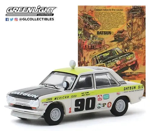 Greenlight - 1-64 Vintage Ad Cars - 1969 Datsun 510 4-Door Sedan - Pkg - DiecastModeler.com