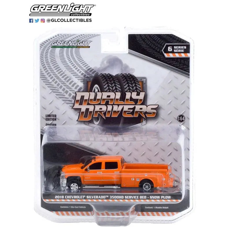 Greenlight - 2018 Chevrolet Silverado 3500 Dually Service Bed - Snow Plow Truck - DiecastModeler.com