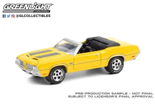 Greenlight - Barrett Jackson 1970 Oldsmobile® 442™ Convertible in Sebring Yellow with Black Stripes - DiecastModeler.com