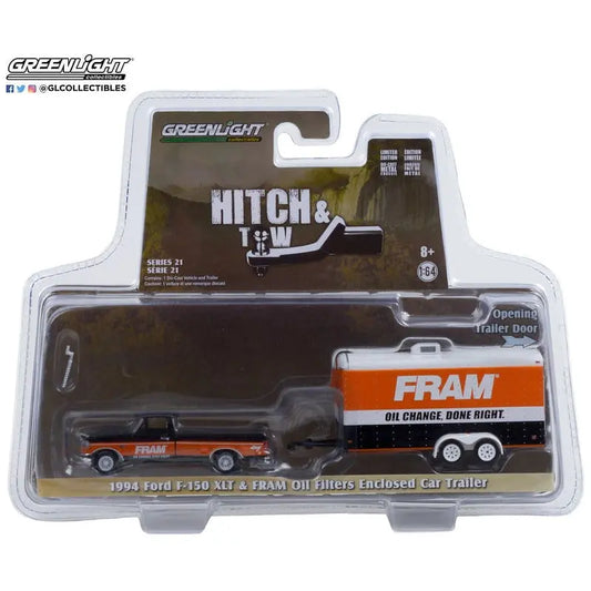 Greenlight - Hitch & Tow Series 21 | 1994 Ford F-150 XLT &FRAM Oil Filters - DiecastModeler.com