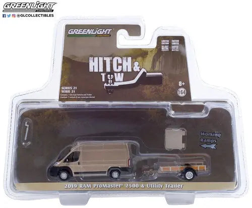 Greenlight - Hitch & Tow Series 21 | 2019 Ram Promaster 2500 Cargo High Roof and - DiecastModeler.com