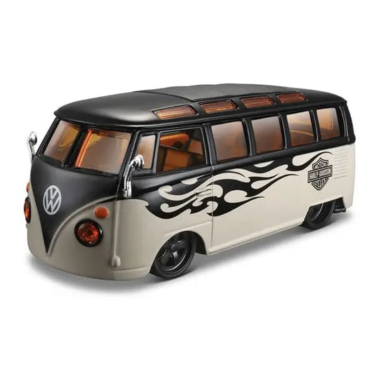 Harley-Davidson - Volkswagen Samba Van in Black and Grey with HD Graphics - DiecastModeler.com