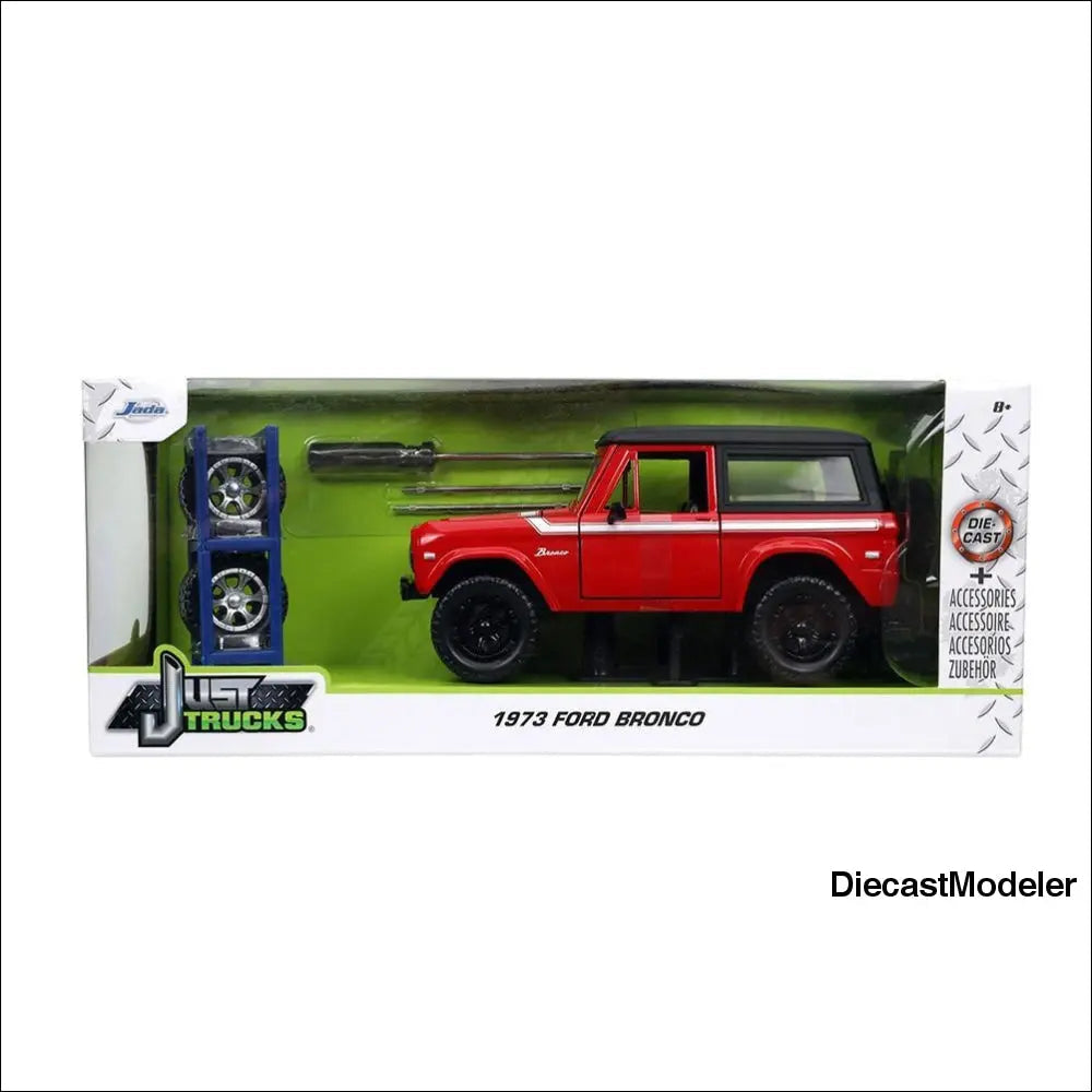 Just Trucks - Ford Bronco with Extra Wheels (1973, 1/24 scale)-DiecastModeler