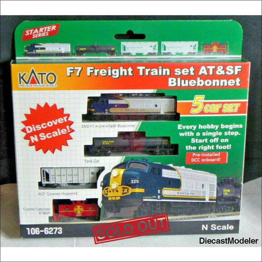  Kato 106-6273-DCC N F7 Fright Train Set AT&SF Bluebonnet ( 5 Car Set )