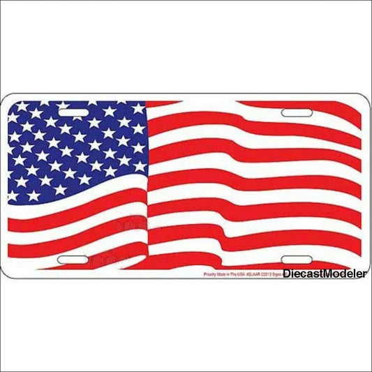 License Plate: US Flag Waving Sign