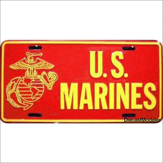 License Plate: US Marines Red Sign-DiecastModeler