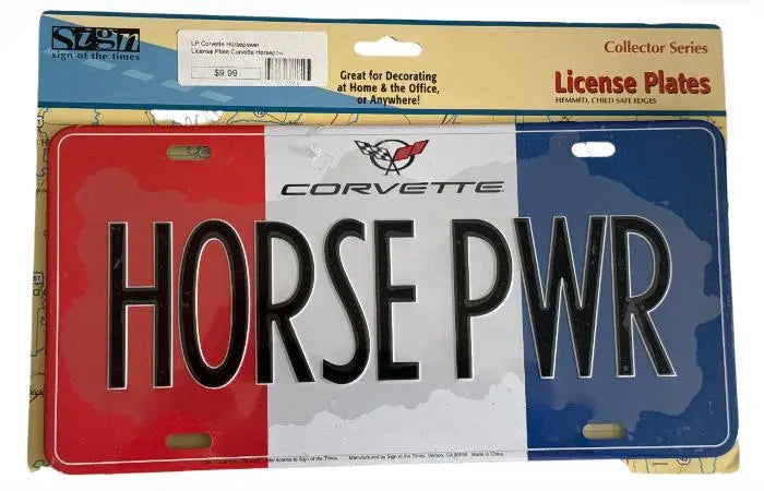 License Plate: Corvette Horse PWR Sign - DiecastModeler.com