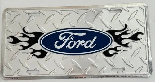 License Plate: Ford Flame and Chrome - License - Sign - DiecastModeler.com