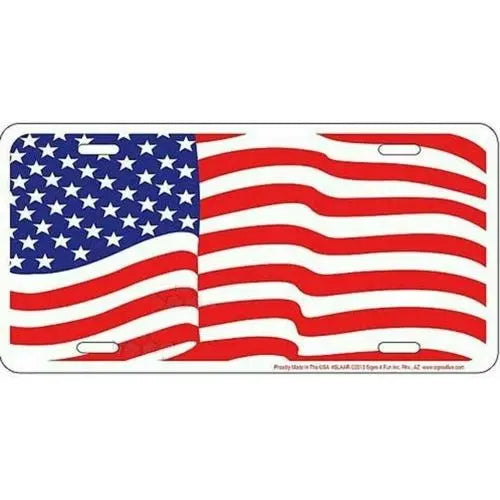 License Plate: US Flag Waving Sign - DiecastModeler.com