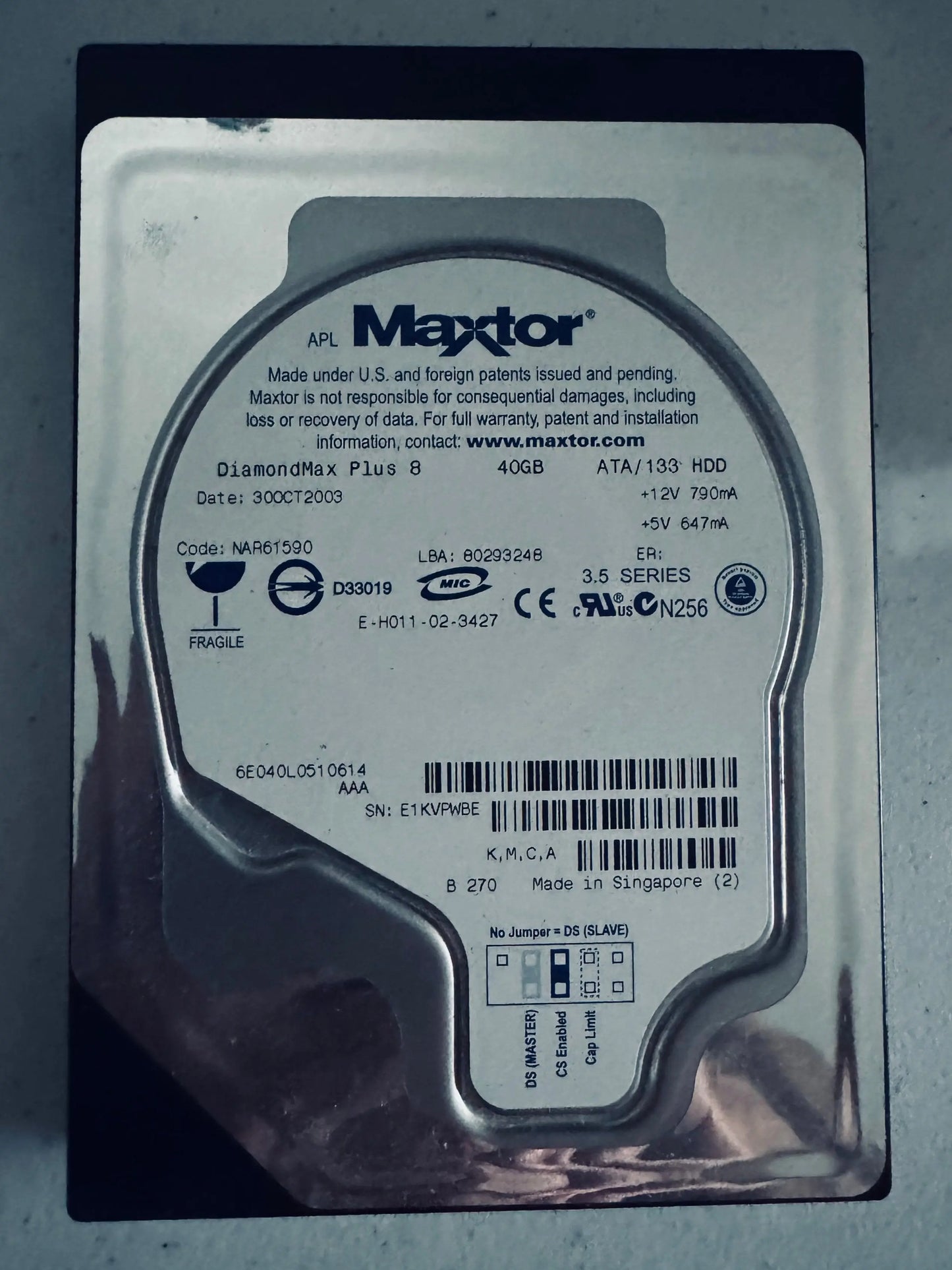 MAXTOR Diamond Max Plus 8 - 40GB ATA 3.5" Hard Drive - DiecastModeler.com