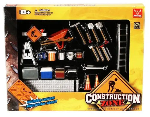 Phoenix Garage Accessory Set - Construction Zone. Scaled for 1:24 scale - DiecastModeler.com