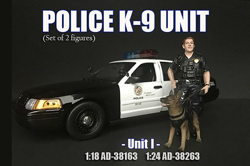  Police Officer with K9 Dog Unit II (Set of 2, 1/18 scale, Black)