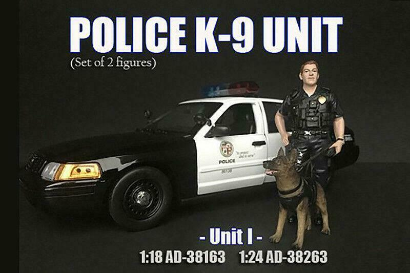  Police Officer with K9 Dog Unit II (Set of 2, 1/24 scale, Black)
