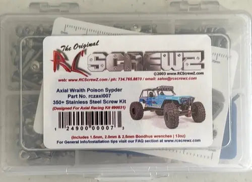 RCScrewz - axi007 – Axial Wraith Poison Spyder Stainless Steel Screw Kit - DiecastModeler.com