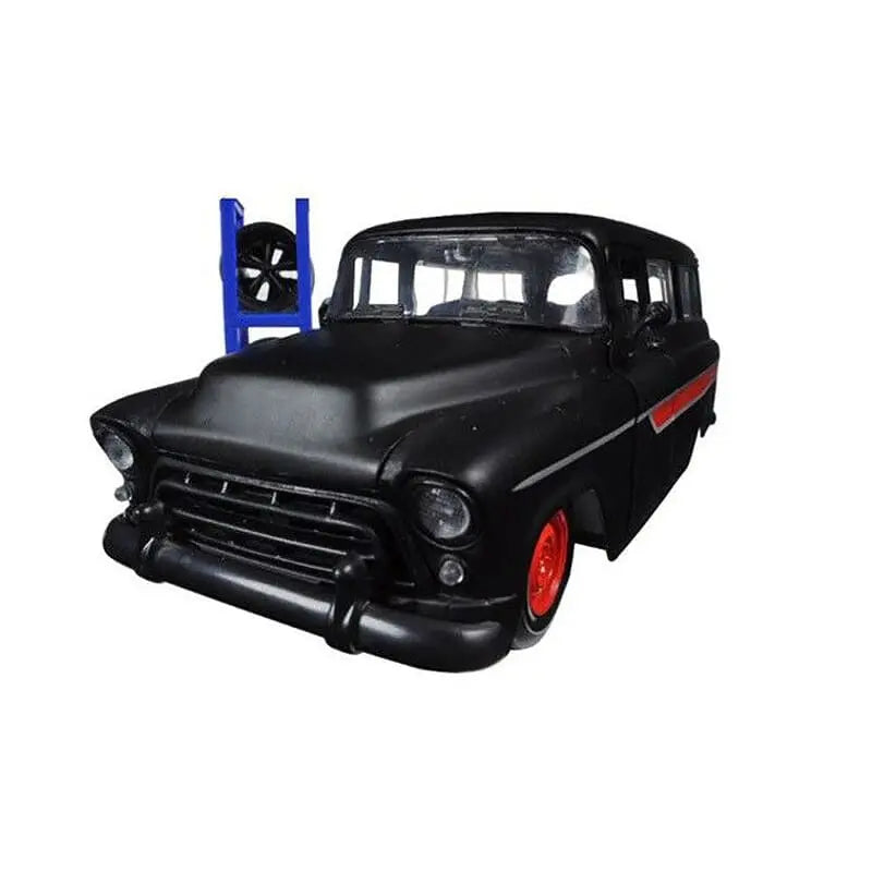 Jada Just Trucks - 1957 Chevy Suburban (Primer Black/Red) 1:24 - DiecastModeler.com