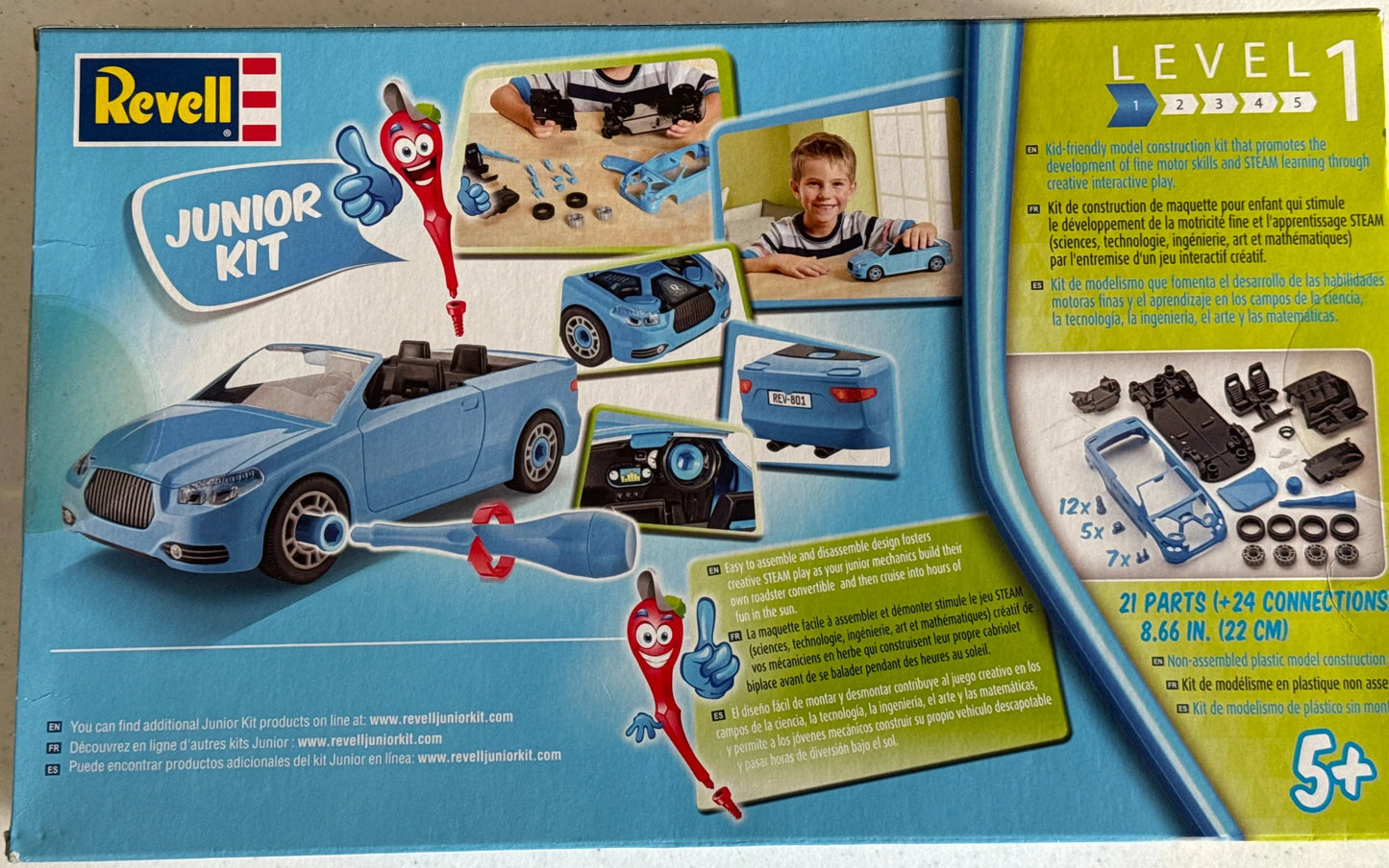 Revell Junior Roadster Convertible Model Kit, Blue - DiecastModeler.com