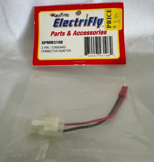 Great Planes ElectriFly 2-Pin/Standard Conn Adapter - DiecastModeler.com