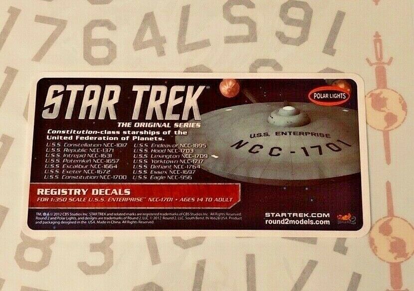  Star Trek 1:350 USS Enterprise Registry Decals