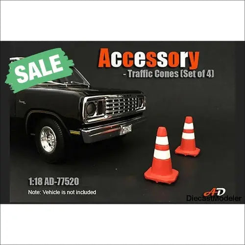 Traffic Cones ( scale, Orange/White) 1:18 - DiecastModeler.com