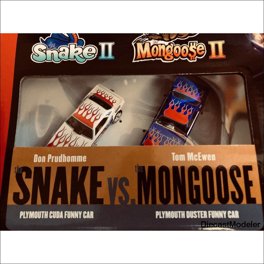 Auto World Hot Wheels Legends of the Qtr., Mile Snake II vs Mongoose II 13' Dragstrip-DiecastModeler