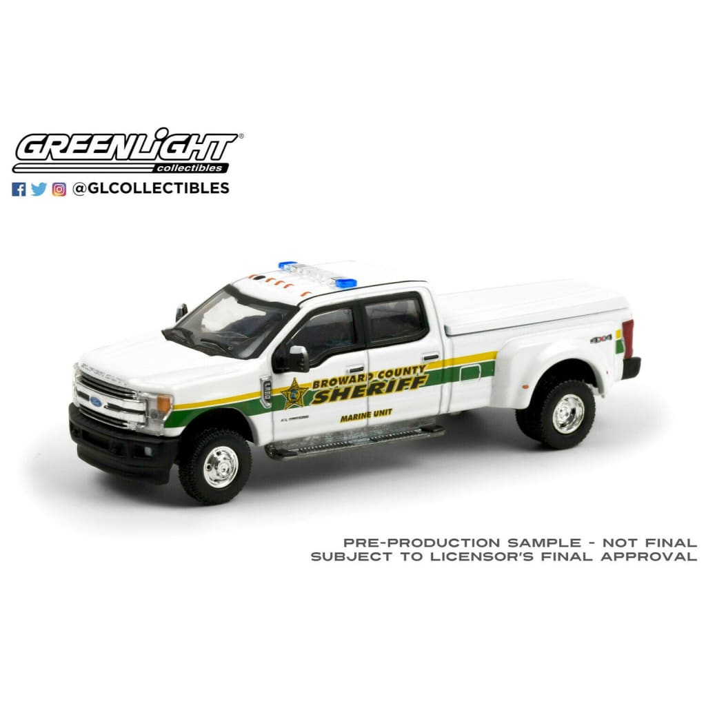  Greenlight - 2018 Ford F-350 Dually - Broward County, FL Sheriff Truck -1:64 die