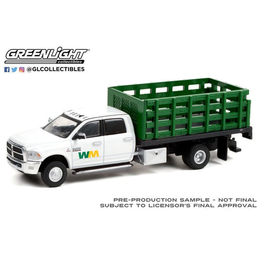  Greenlight - 2018 Ram 3500 Dually Stake Truck - Waste Management -1:64 diecast