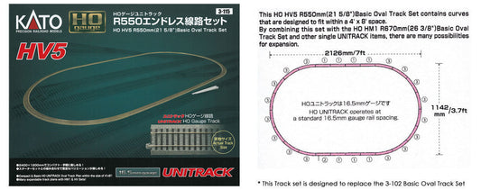 Kato HV5 R550mm Ho Gauge (3-115) Basic Oval Railroad Track Set