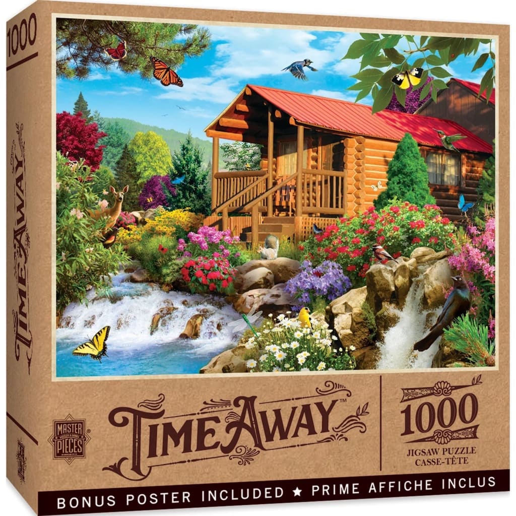 Time away - cascading cabin 1000 piece jigsaw puzzle toys &
