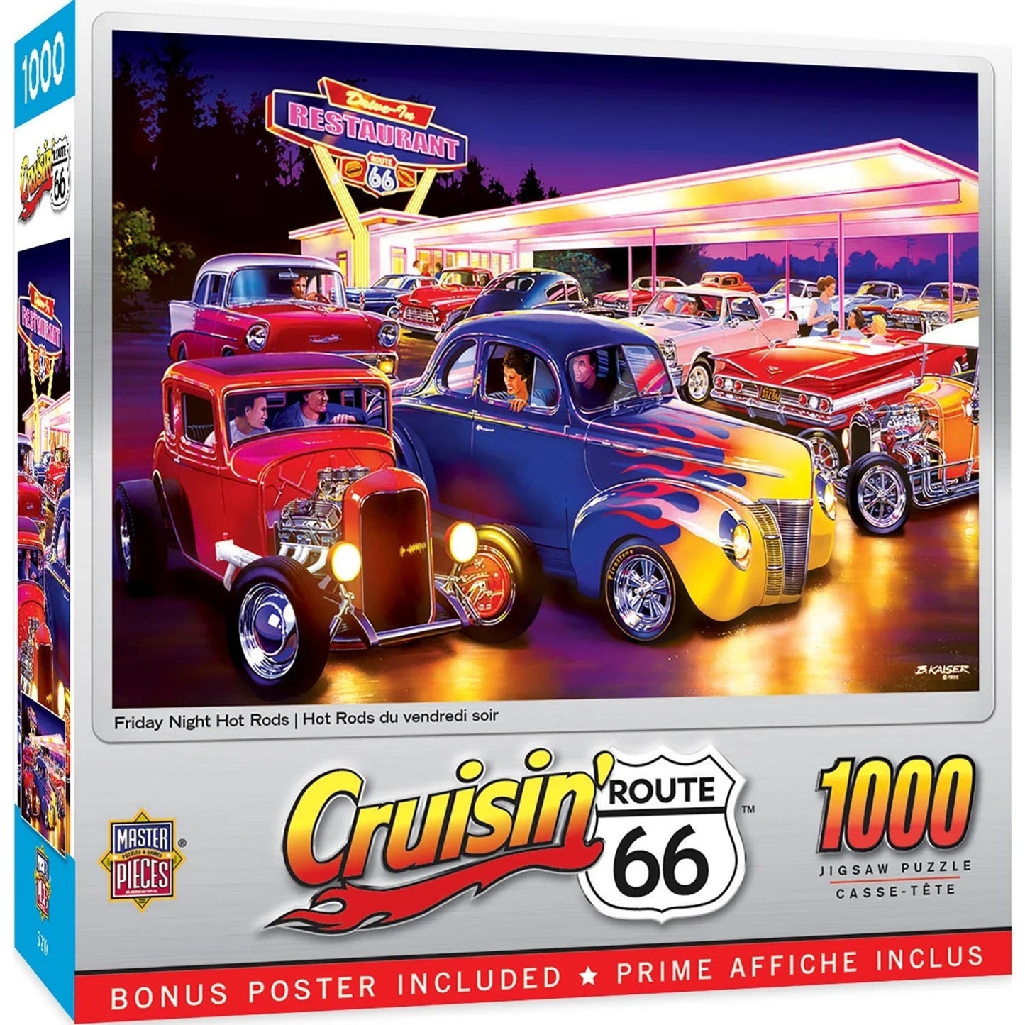  CRUISIN' ROUTE 66 - FRIDAY NIGHT HOT RODS - 1000 PIECE JIGSAW PUZZLE