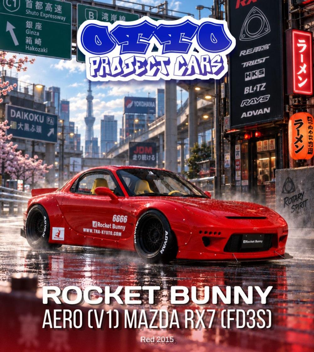Rocket Bunny Aero (V1) Mazda RX7 (FD3S) Red 2015 1/18 Resin Model by Ottomobile