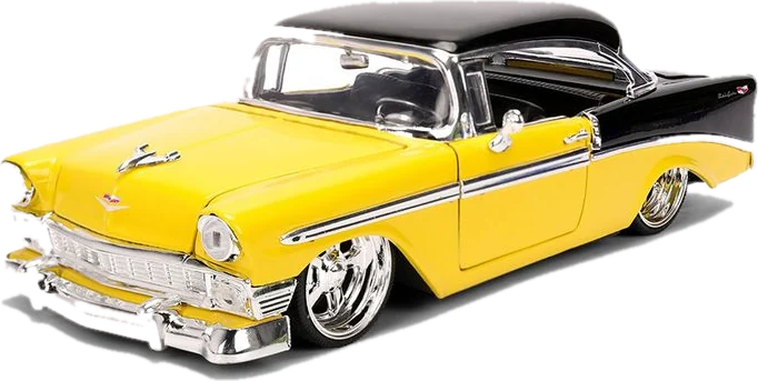 1956 Chevrolet Bel Air yellow and black, 1:24 Bigtime Muscle by Jada