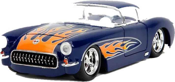 1957 Chevrolet Corvette with flames, 1:24 Bigtime Muscle by Jada