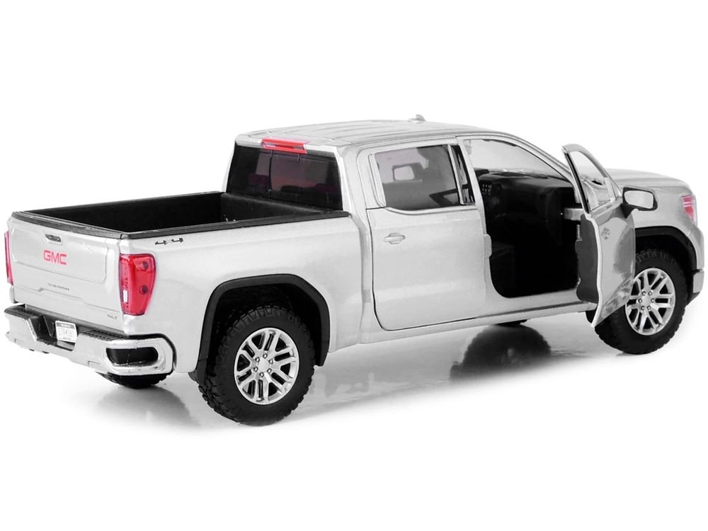 2019 GMC Sierra 1500 SLT Crew Cab Pickup Truck Silver Metallic 1/24-1/27 Diecast Model Car by Motormax view 3